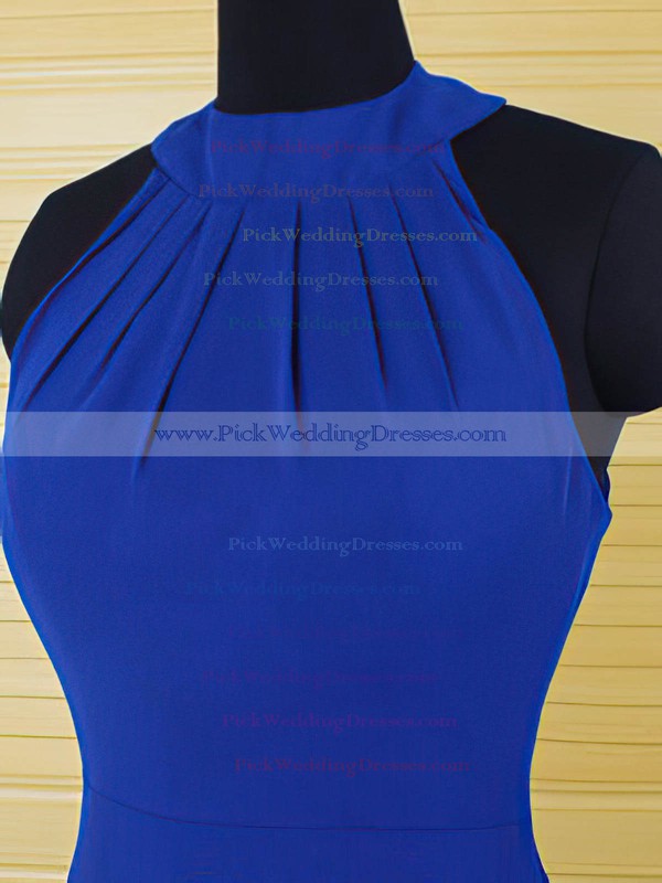 Scoop Neck Sheath/Column Ruffles Chiffon Latest Royal Blue Bridesmaid Dress #PWD01012543