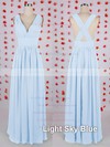 Wholesale Chiffon Pleats A-line Blue V-neck Bridesmaid Dress #PWD01012549