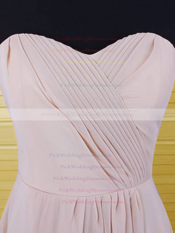 Pink Chiffon Sweetheart Simple Ruffles Asymmetrical High Low Bridesmaid Dresses #PWD01012553