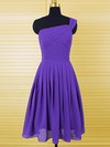 Casual Purple Chiffon Ruffles Knee-length One Shoulder Bridesmaid Dresses #PWD01012554