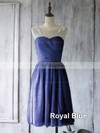 Nice Light Slate Gray Chiffon Tulle Appliques Lace Scoop Knee-length Bridesmaid Dress #PWD01012560