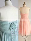Simple Pink Chiffon Sweetheart Ruffles Lace-up Short/Mini Bridesmaid Dress #PWD01012569