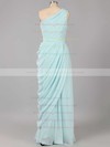 Royal Blue Chiffon Ruched Unique Sheath/Column One Shoulder Bridesmaid Dresses #PWD01012578