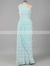Royal Blue Chiffon Ruched Unique Sheath/Column One Shoulder Bridesmaid Dresses #PWD01012578