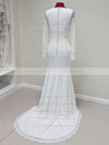 New Arrival Trumpet/Mermaid Lace Scoop Neck Ivory Long Sleeve Wedding Dresses #PWD00021428