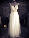 Sweetheart White Tulle Appliques Lace Open Back A-line Wedding Dresses #PWD00021436