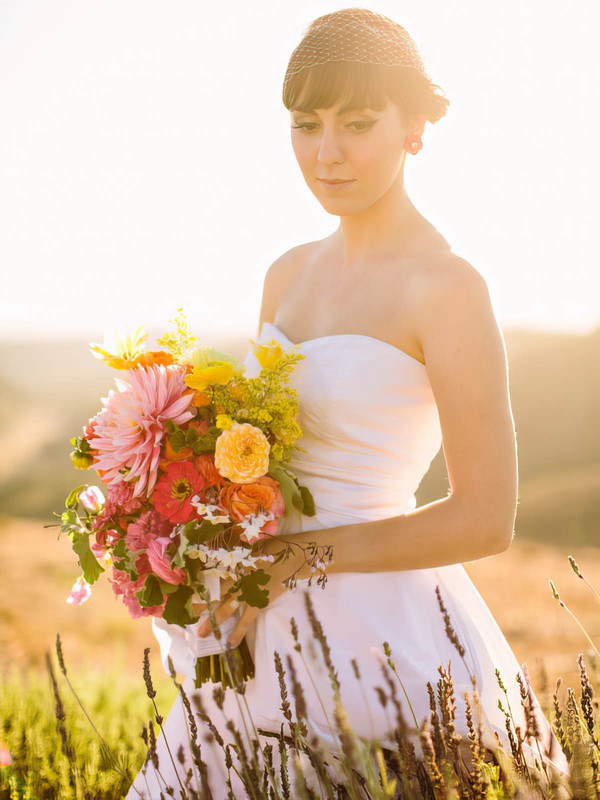 A-line Knee-length Tulle Taffeta Sweetheart Wedding Dresses #PWD00021449