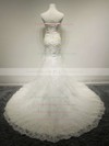 Expensive Sweetheart Ivory Lace with Sequins Lace-up Trumpet/Mermaid Wedding Dress #PWD00021491