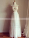 A-line Sweetheart Ivory Chiffon Appliques Lace Open Back Wedding Dresses #PWD00021507
