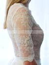 Scoop Neck Chiffon Lace Perfect Ivory 1/2 Sleeve Wedding Dresses #PWD00021511