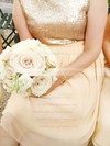 Scoop Neck Sashes / Ribbons Sparkly Chiffon Sequined Knee-length Bridesmaid Dress #PWD01012134