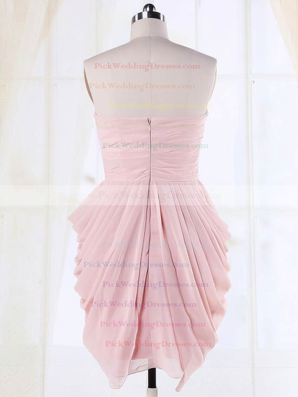 Pink Sheath/Column Wholesale Sweetheart Chiffon Pleats Bridesmaid Dresses #PWD01012135