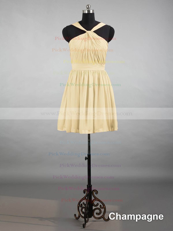 Classy V-neck Chiffon with Ruffles Watermelon Short/Mini Bridesmaid Dresses #PWD01012144