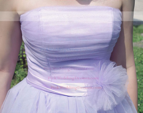 Lilac Ball Gown Elegant Strapless Tulle Sashes / Ribbons Bridesmaid Dresses #PWD01012185