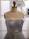 Cheap Tulle Sequined Sweetheart Knee-length Silver Bridesmaid Dress #PWD01012186