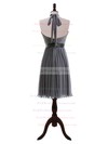 Gray Chiffon Knee-length Sashes / Ribbons Gorgeous Halter Bridesmaid Dresses #PWD01012608