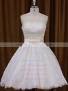 Short/Mini Pink Modest Lace Sashes / Ribbons Strapless Wedding Dresses #PWD00021635