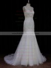 Trumpet/Mermaid Discount Ivory Tulle Appliques Lace Scoop Neck Wedding Dresses #PWD00021638