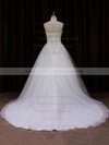 Ivory Court Train Tulle Appliques Lace Sweetheart Lace-up Wedding Dresses #PWD00021639