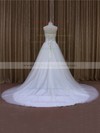 Affordable Ivory Tulle Sashes / Ribbons Chapel Train Sweetheart Wedding Dresses #PWD00021640