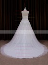 Fashion Strapless Ivory Tulle Appliques Lace Court Train Wedding Dress #PWD00021660