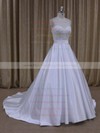 Ivory Sweetheart Satin with Beading Unique Court Train Wedding Dresses #PWD00021686