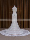 Sweetheart Ivory Lace Beading Lace-up Chapel Train Wedding Dresses #PWD00021687