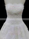 Court Train Ivory Tulle Appliques Lace Beautiful Strapless Wedding Dresses #PWD00021694
