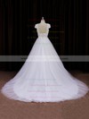 Scoop Neck Ivory Tulle Appliques Lace Cap Straps Princess Wedding Dresses #PWD00021745