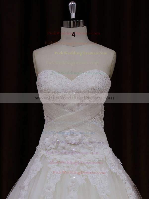 Princess Popular Tulle with Appliques Lace Sweetheart White Wedding Dress #PWD00021772