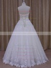 Ball Gown Graceful Tulle Appliques Lace Ivory Floor-length Wedding Dress #PWD00021778