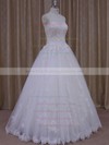 Ball Gown Graceful Tulle Appliques Lace Ivory Floor-length Wedding Dress #PWD00021778