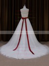 Sweetheart Sashes/Ribbons Lace-up Ball Gown Ivory Tulle Wedding Dress #PWD00021779