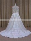 Princess Ivory Long Sleeve Tulle Taffeta with Appliques Lace Scoop Neck Prom Dress #PWD00021781