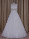 Princess Ivory Tulle Scoop Neck Appliques Lace Pretty Wedding Dress #PWD00021812
