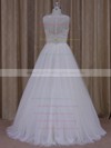 Princess Ivory Tulle Scoop Neck Appliques Lace Pretty Wedding Dress #PWD00021812