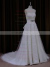 Court Train Ivory Beautiful Tulle Appliques Lace A-line Wedding Dress #PWD00021815