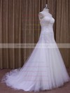 White Tulle Sweetheart Appliques Lace Court Train Popular Wedding Dress #PWD00021857