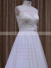 White Chapel Train Chiffon with Sashes/Ribbons Scoop Neck Wedding Dresses #PWD00021871