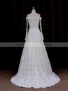 Long Sleeve Off-the-shoulder Simple Taffeta Appliques Lace Ivory Wedding Dresses #PWD00021883