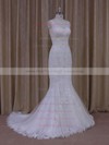 Ivory V-neck Tulle with Appliques Lace Trumpet/Mermaid Popular Wedding Dresses #PWD00021912