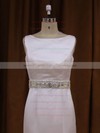 Scoop Neck White Satin Sashes/Ribbons Backless Trumpet/Mermaid Wedding Dresses #PWD00021917