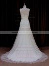 Ivory Trumpet/Mermaid Tulle Appliques Lace Sweep Train Wedding Dresses #PWD00021924