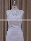 Lace Chiffon Covered Button Ivory Scoop Neck Modest Sheath/Column Wedding Dress #PWD00021942