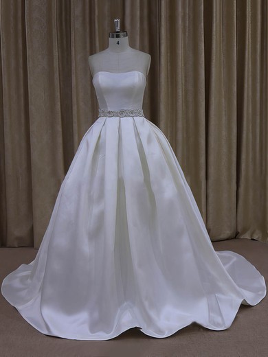 Classic Ivory Taffeta Sashes/Ribbons Sweetheart Ball Gown Wedding Dresses #PWD00021977
