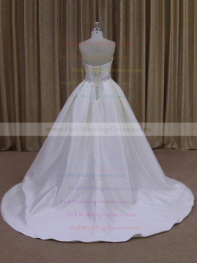 Classic Ivory Taffeta Sashes/Ribbons Sweetheart Ball Gown Wedding Dresses #PWD00021977