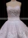Beautiful Princess Tulle Appliques Lace Sweetheart Ivory Wedding Dresses #PWD00021990