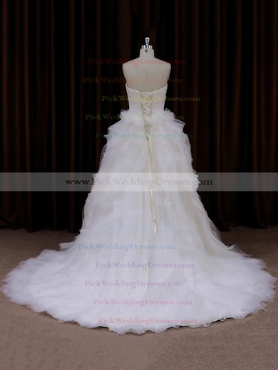 Sweetheart Tulle Appliques Lace Elegant Princess Ivory Wedding Dress #PWD00021991
