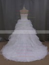Court Train Ivory Tiered Organza New Arrival Strapless Wedding Dress #PWD00021994