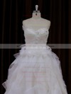 Princess Tulle Cascading Ruffles Ivory Lace-up Sweetheart Wedding Dresses #PWD00022003